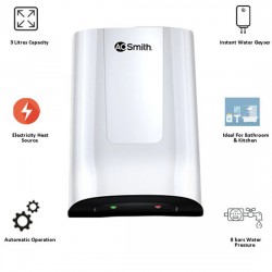 AO Smith MiniBot SZS-3 Litre 3000W Instant Water Geyser, White AO Smith MiniBot SZS-3 Litre 3000W Instant Water Geyser, White