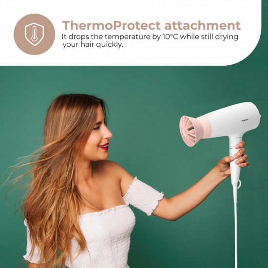 Philips BHD308/30 Thermoprotect Air Flower 1600-W Hair Dryer, White