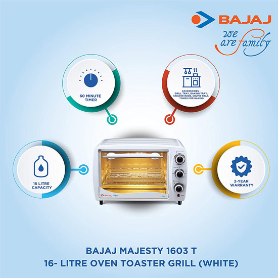 Bajaj Majesty 1603 T 16-L Oven Toaster Grill(OTG)-White