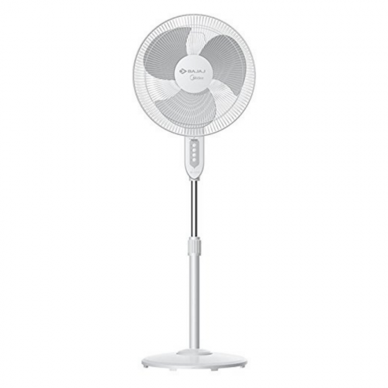 Bajaj Midea BP2200 400 mm 3 Blade Pedestal Fan With Remote, White Bajaj Midea BP2200 400 mm 3 Blade Pedestal Fan With Remote, White