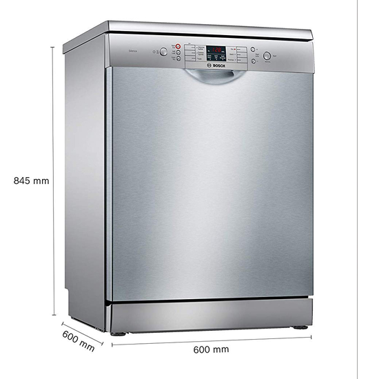 Bosch SMS66GI01i Free Standing 12 Place Dishwasher, Silver inox