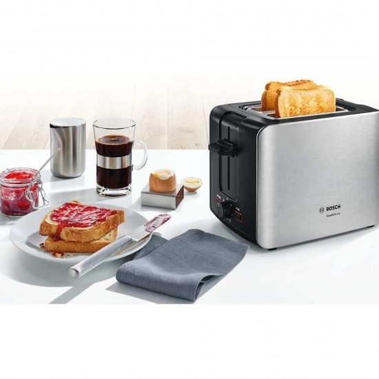 Bosch Comfort Line TAT6A913 Pop Up Toaster 1080-W Silver, Black