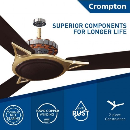 Crompton Avancer Prime Anti Dust 1200mm 3 Blade Ceiling Fan, Coffee Brown