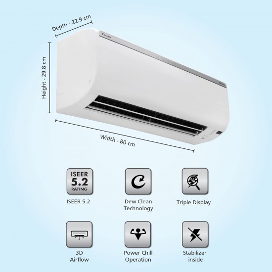 Daikin GTKU35UV16W 1 Ton 5 Star Triple Display Split AC