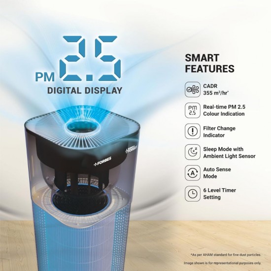 Eureka Forbes AP355 Air Purifier With 4-Stage Purification In 10 Mins|Covers 480 Sq. Ft.|True Hepa H13 Filter & Surround 360° Air Technology |Convenient,White