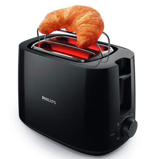 Philips HD2583/90 600-W Two in One Pop Up Toaster, Black