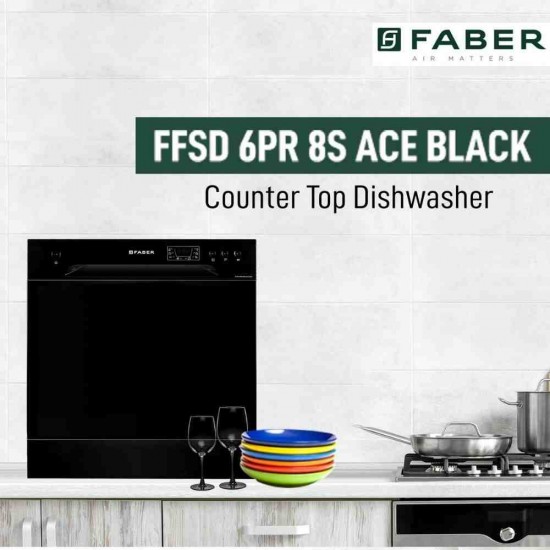 Faber FFSD 6PR 8S ACE Table Top 8 Place Settings Dishwasher, Black