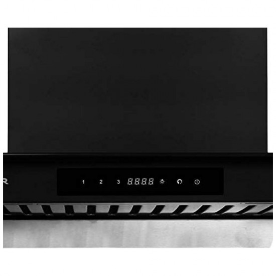 Faber Hood Mercury HC TC BK 60 1200 CMH Auto-Clean Straight Glass Kitchen Chimney With 1 Baffle Filter Touch Control, Black