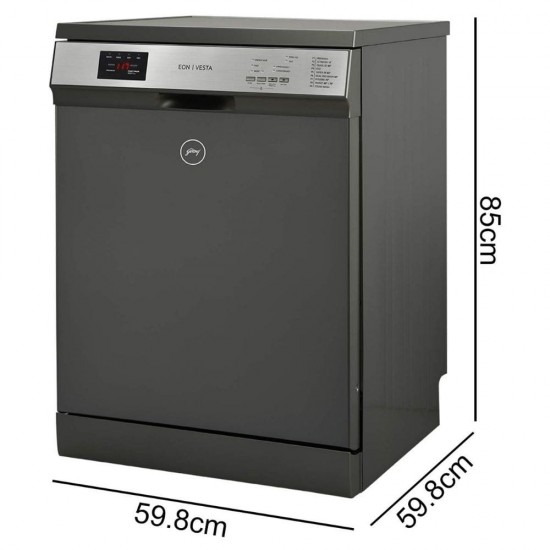 Godrej Eon 13 place setting Steam Wash Technology Dishwasher DWF EON VES 13Z STI GPGR, Graphite Grey