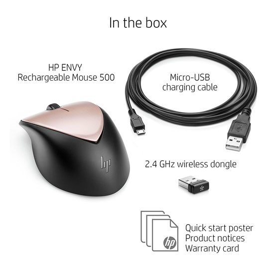 HP 500RG Envy Rechargeable Wireless Mouse With USB 2.0, Rose Gold Black