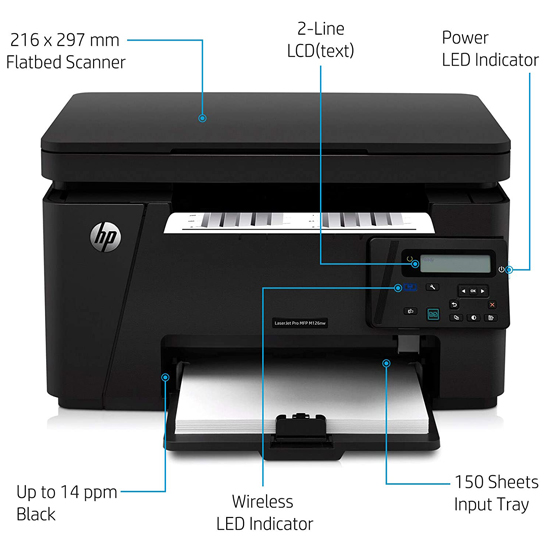 HP LaserJet Pro MFP M126nw Multi-function Wireless Monochrome Printer