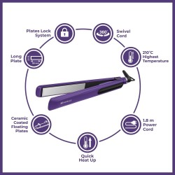 Havells HS4101 Ceramic Plates Fast Heat up Hair Straightener, Purple