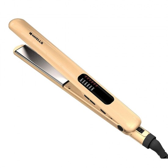 Havells HS4152 Titanium Plates Professional Hair Straightener, Golden