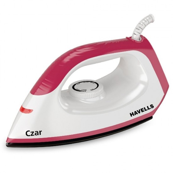 havells Czar 1000W Non Stick Coated Dry Iron, Ruby & White