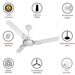 Havells Zester 1200 mm 3 Blade ceiling Fan, Pearl White Havells Zester 1200 mm 3 Blade ceiling Fan, Pearl White