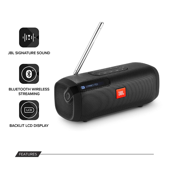 JBL Tuner Portable Wireless Bluetooth Speaker, Stereo Black