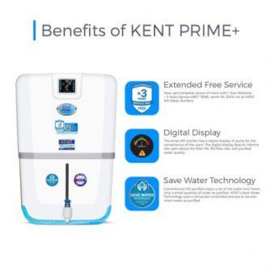 Kent Prime Plus 9-Litres RO+UV+UF+TDS Controller Smart Water Purifier-White