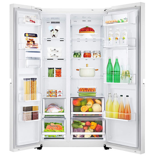 LG 675 L Inverter Wi-Fi Frost Free Side by Side Refrigerator GC-C247UGLW, Linen White