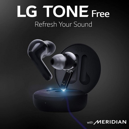 LG TONE Free HBS-FN6 UVNano 99.9% True Wireless Bluetooth Earbuds With British Meridian Sound Bluetooth Headset True Wireless, Black