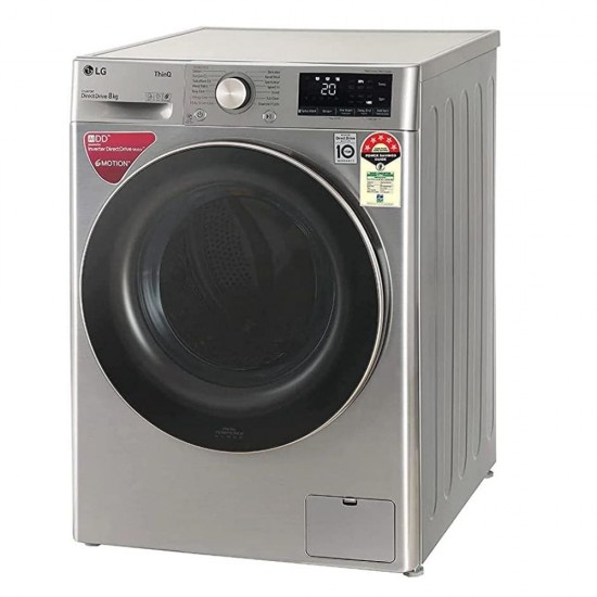 LG 8 kg 5 Star Inverter Fully-Automatic Wi-Fi Front Loading Washing Machine With Steam FHV1408ZWP, Platinum Silver