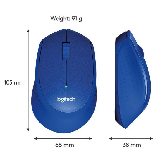 Logitech M331 Silent Plus Wireless Mouse PC/Mac/Laptop, Blue