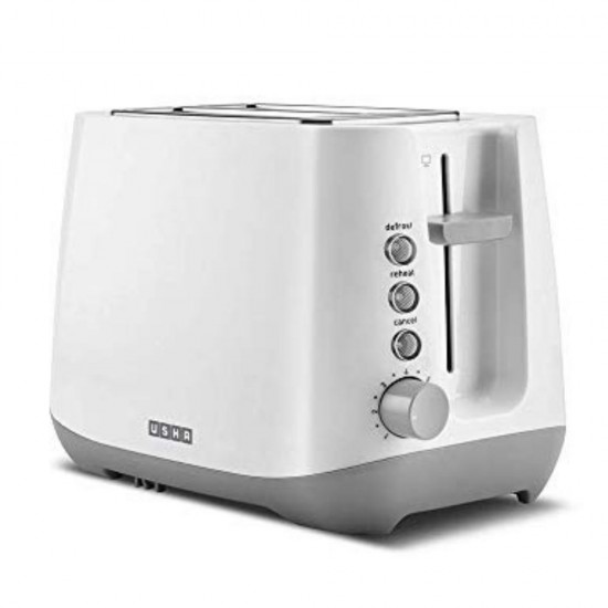 Usha PT 3730 2 Slice 750W Pop Up Toaster, White Grey