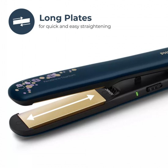 Philips BHS397/40 Kerashine Titanium Wide Plate Straightener With Silk Protect Technology, Teal