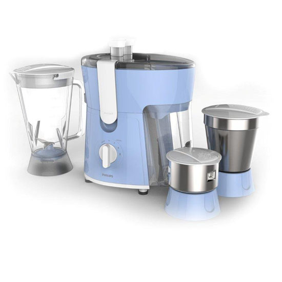 Philips Daily Collection HL7576/00 600-W Juicer Mixer Grinder 3 Jars, Celestial Blue
