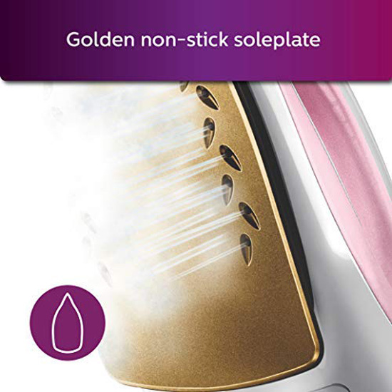 Philips GC1920/28 1440-W Steam Iron Non-Stick Soleplate, Pink