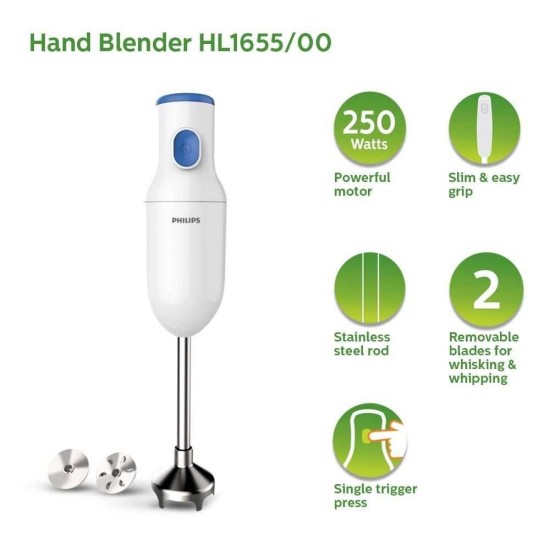 Philips HL1655/00 250W Hand Blender, White 
