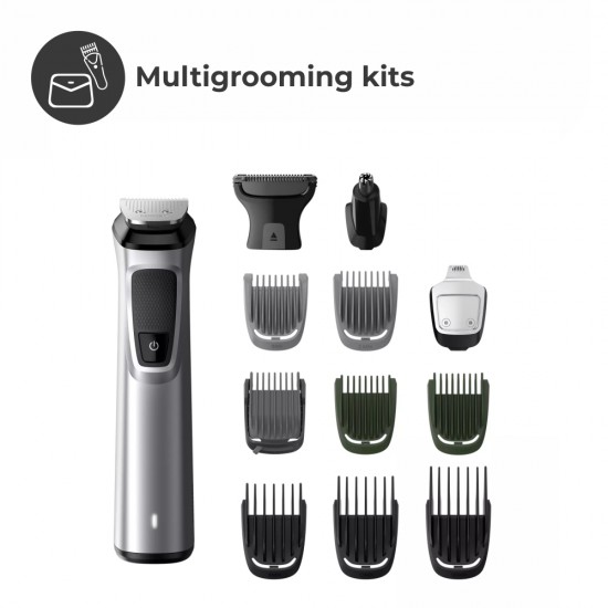 Philips MG7715/15 Series 7000 Cordless Multi-Grooming Trimmer Kit for Man, Silver Gray