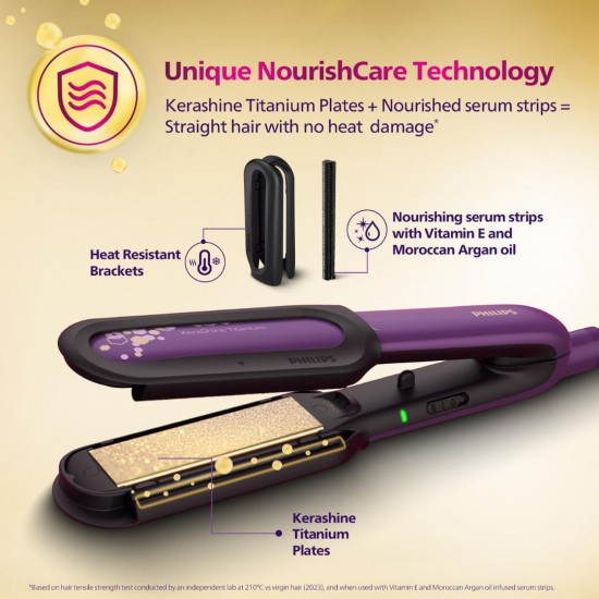 Philips BHS526/00 NourishCare- India’s First Hair Straightener Designed for No Heat Damage |Moisture Lock for Nourished Hair