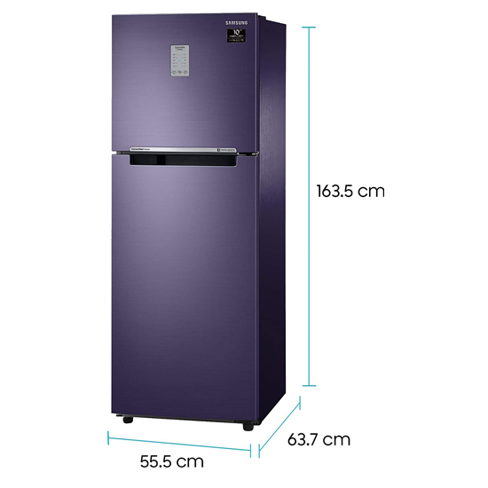 Samsung 253 L Frost free 2 star Inverter Double Door Refrigerator Convertible (RT28T3782UT/HL)- Pebble Blue