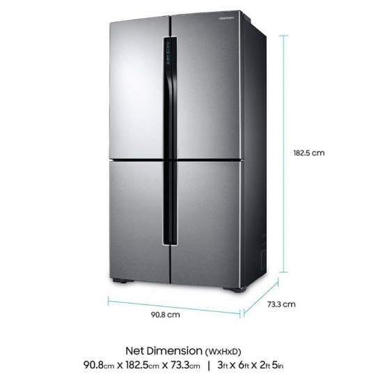 Samsung 680 litres Frost Free Side-by-Side Refrigerator, Easy Clean Steel RF60J9090SL/TL, Silver Convertible 