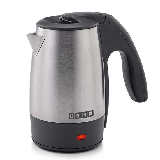 Usha 3705 Electric Kettle 0.5 Ltr 1000-W, Silver Black Usha 3705 Electric Kettle 0.5 Ltr 1000-W, Silver Black