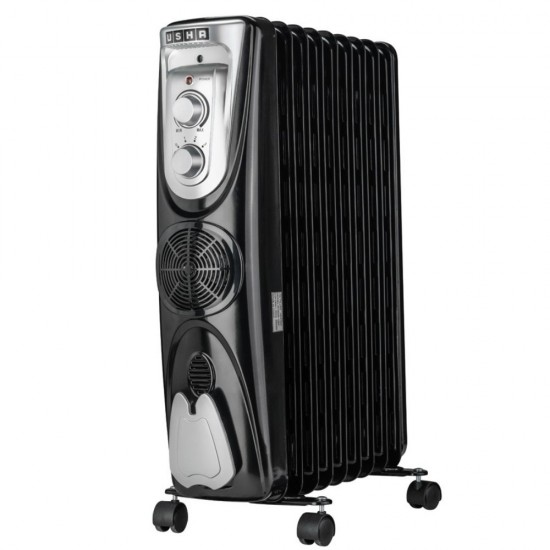 Usha 3811 F 2300 W Oil filled Radiator with Rust Protection Room Heater, Black