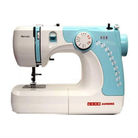 Usha Janome Marvela 60-Watt Electric Sewing Embroidery Machine White, Blue Decals