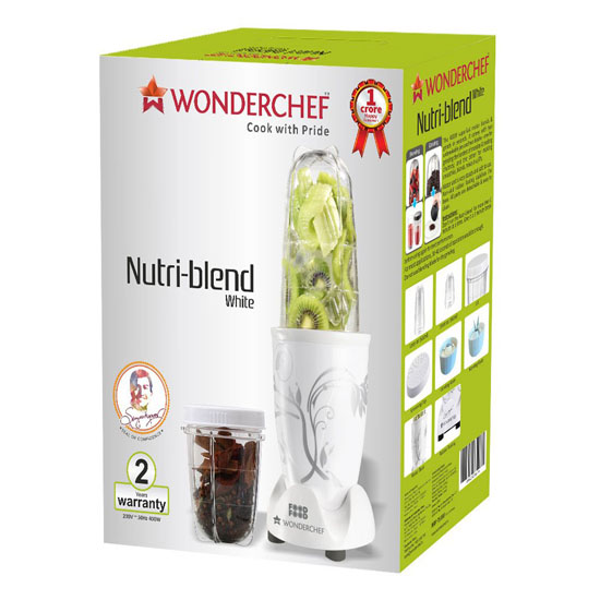 Wonderchef Nutri-Blend 400 W Juicer Mixer Grinder with 2 Jars, White