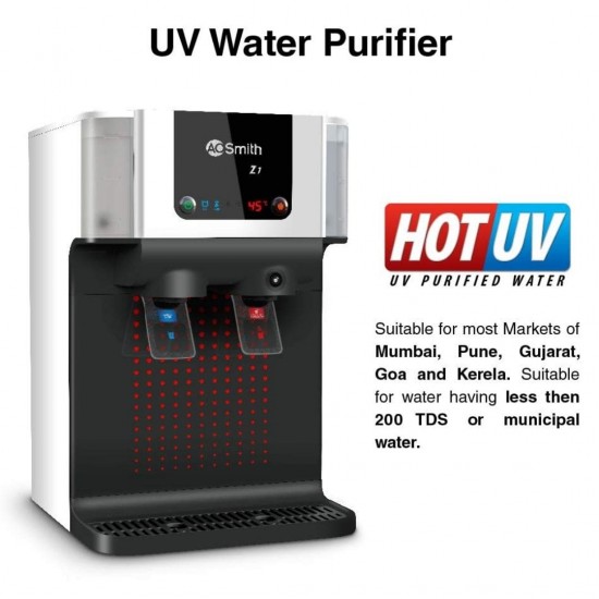 AO Smith Z1 Hot normal 10L UV UF Water Purifier, Black
