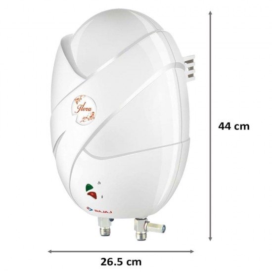 Bajaj Flora 3L 4500W Instant Vertical Water Heater, White