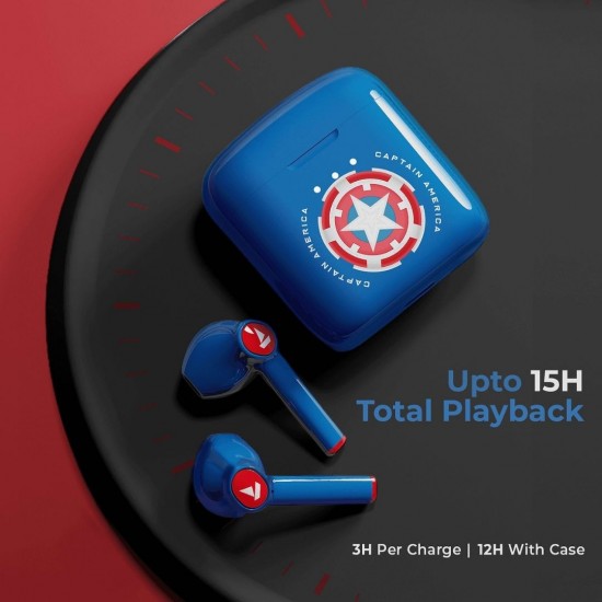 boAt Marvel Airdopes 131 In-Ear Truly Wireless With Mic Google Assistant and Siri Supported, Captain America Earbuds, Blue