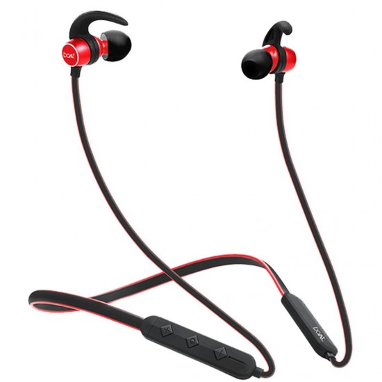 boAt Rockerz 255F With Voice Assistant v5.0 Bluetooth Wireless in Ear Earphones Bluetooth Headset, Raging Red