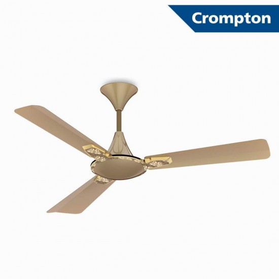 Crompton New Aura 2 Designer 2D Anti Dust 1200mm With Duratech Technology ceiling fan, Brocade Birken Gold