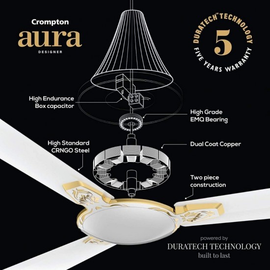 Crompton Aura 2 Designer 2D Anti Dust 1200mm ceiling fan Brocade, Rose Gold