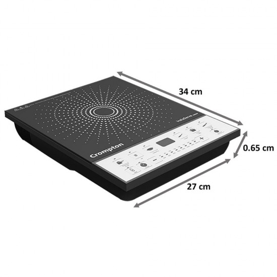 Crompton Instaserve 2000W wide cooking surface induction cooktop, Black