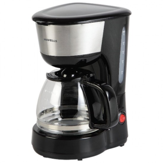 Havells Drip CAFE-N 6 Cup filter coffee maker with Anti-drip valve Stainless Steel and Black