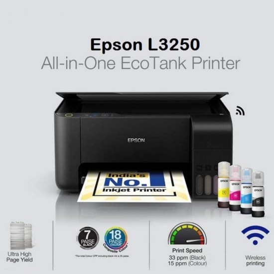 Epson L3250 All-in-One Multi-function WiFi Ink Tank Color Printer, Black