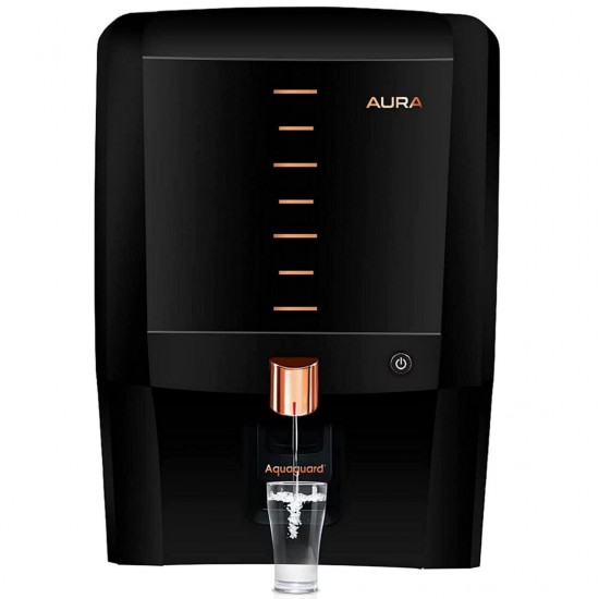 Eureka Forbes Aquaguard Aura 7L RO+UV+UF+MTDS+Active Copper+Mineral Guard+UV E-boiling Technology, Black & Copper