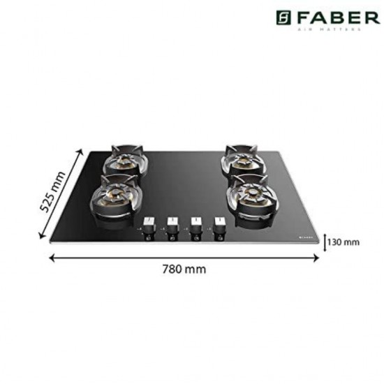 Faber Hob Nexus IND HT784 CRS BR CI AI, 4 Burners Auto Ignition, Black