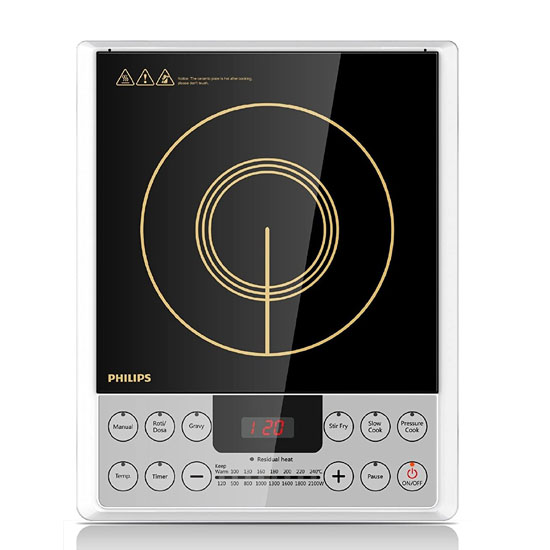 Philips HD4929/01 2100-W Induction Cooktop Push Button, Black